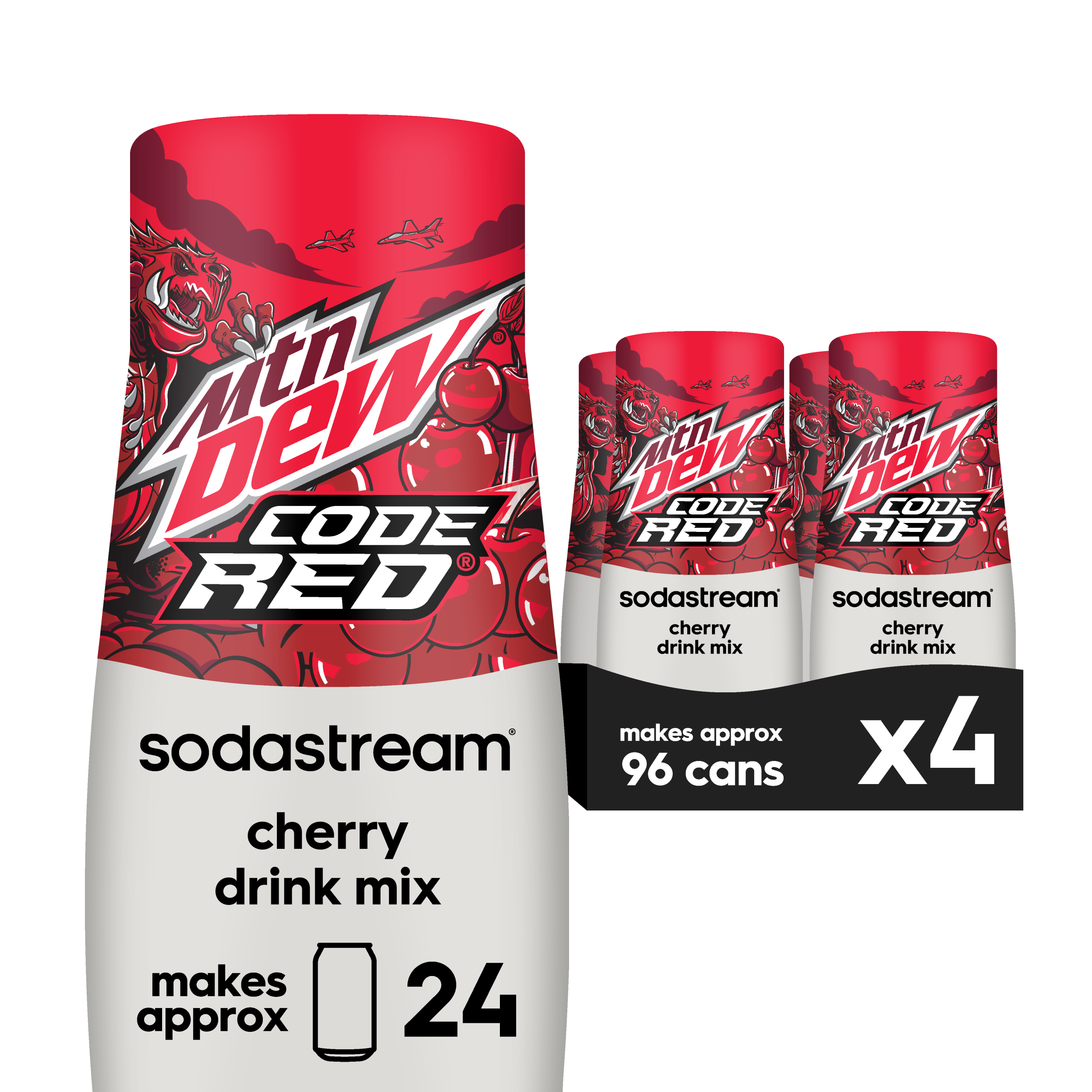 Sodastream MTN DEW? Code Red Cherry Drink Mix 4 Pack 440ml